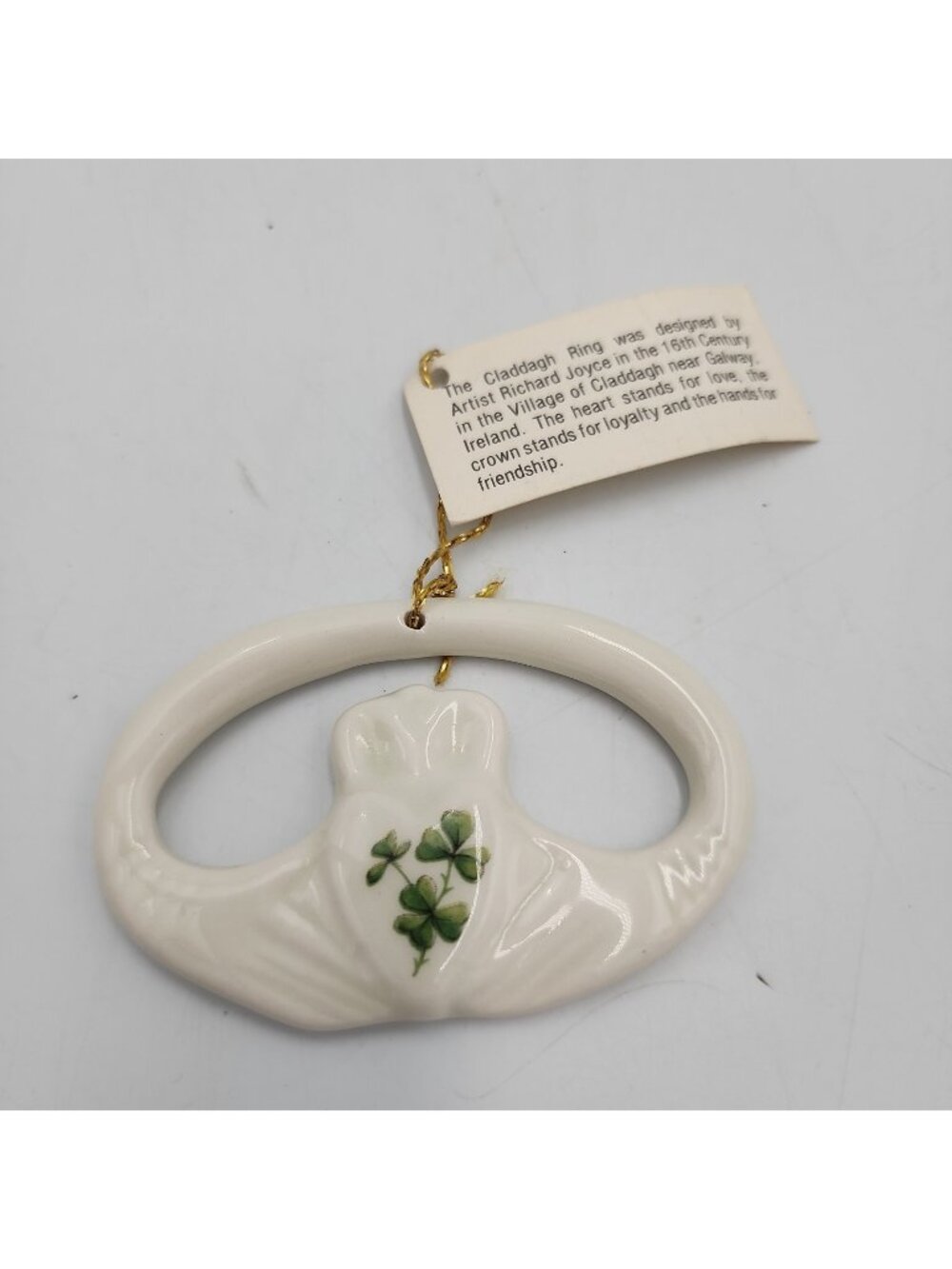 Vintage Irish Porcelain Shamrock Christmas Ornament Liffey Artefacts Kildare